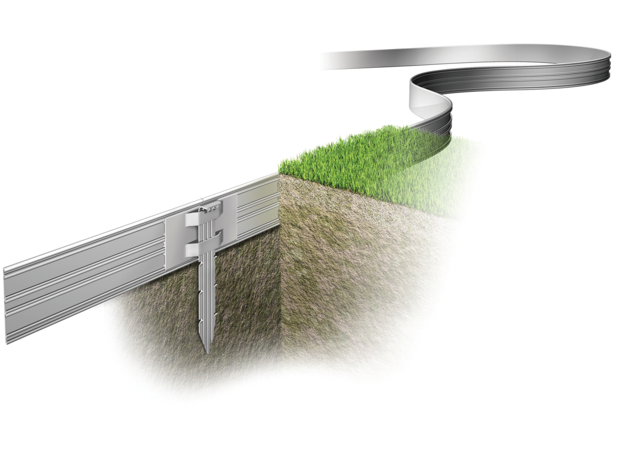FlexiLine Alu-Randeinfassung 5mm, Höhe: 10cm, 2,3m, eine Seite glatt